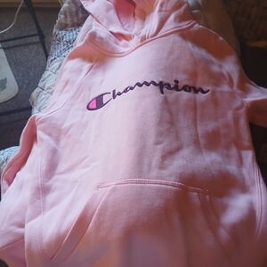 Champion Pink Logo Pullover Hoodie